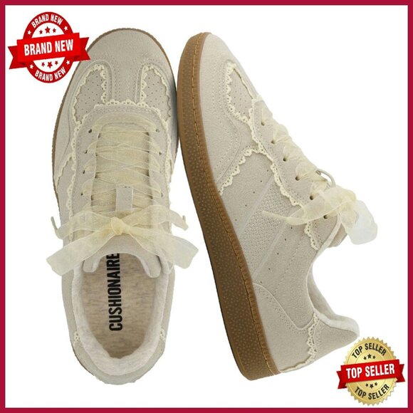 Women's Lace Detail Sneakers with Memory Foam Ribbon Lace-Up